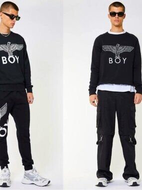 Boy London Men's Black / White Long Sleeve Boy Eagle Sweatshirt logo XS unisex
